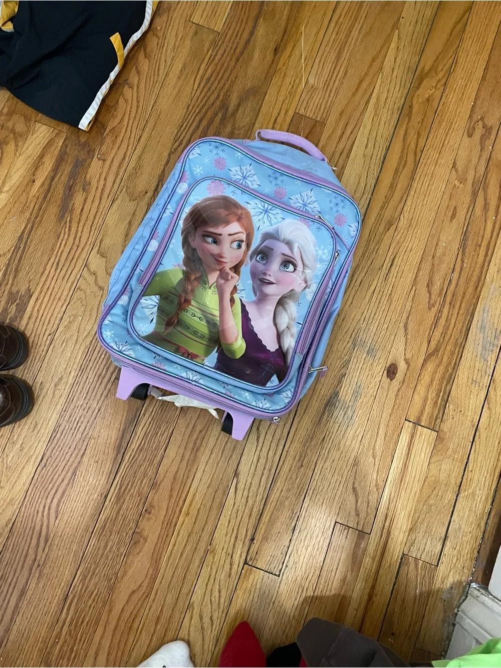 Purple & Light Blue Kids Rolling Backpack with Princess Design